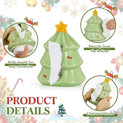 Christmas Tree Tissue Box Ceramic Tissue Holder Box Stylish Modern Christmas