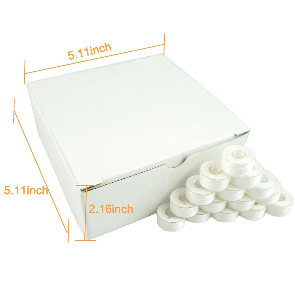 144pcs White 60S/2(90WT) Prewound Bobbin Thread Plastic Cottonized Soft