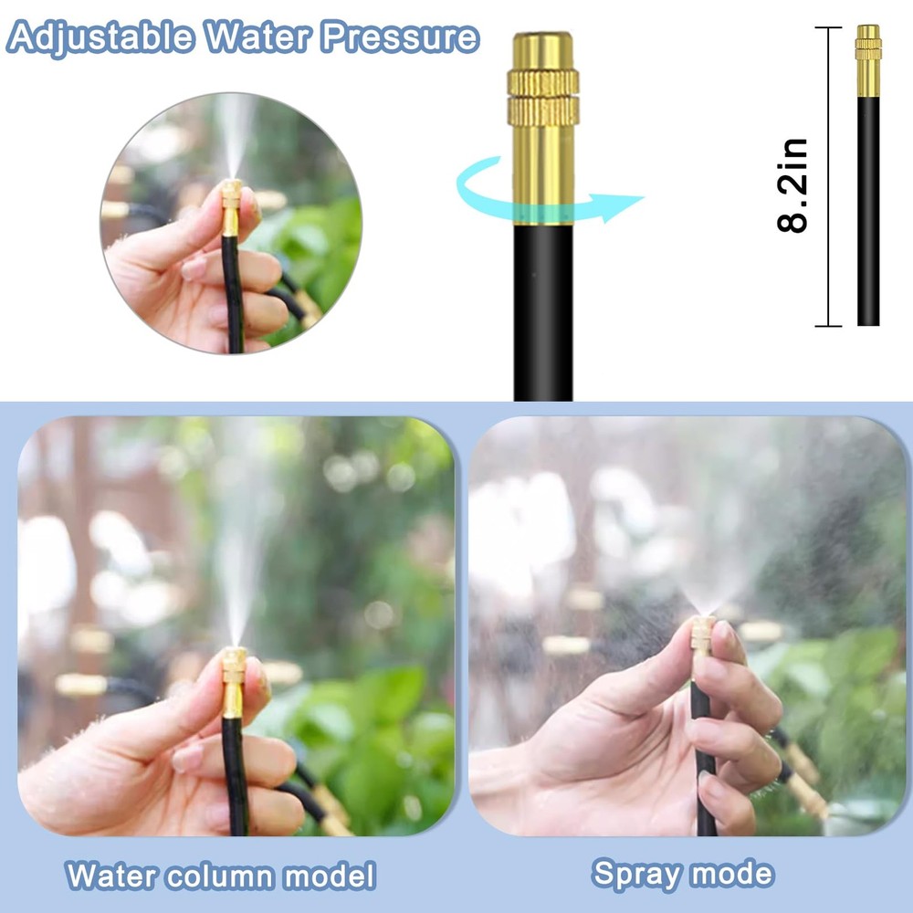 49.21Ft Drip Irrigation Kit Automatic Drip Irrigation System, 360° Bendable G...
