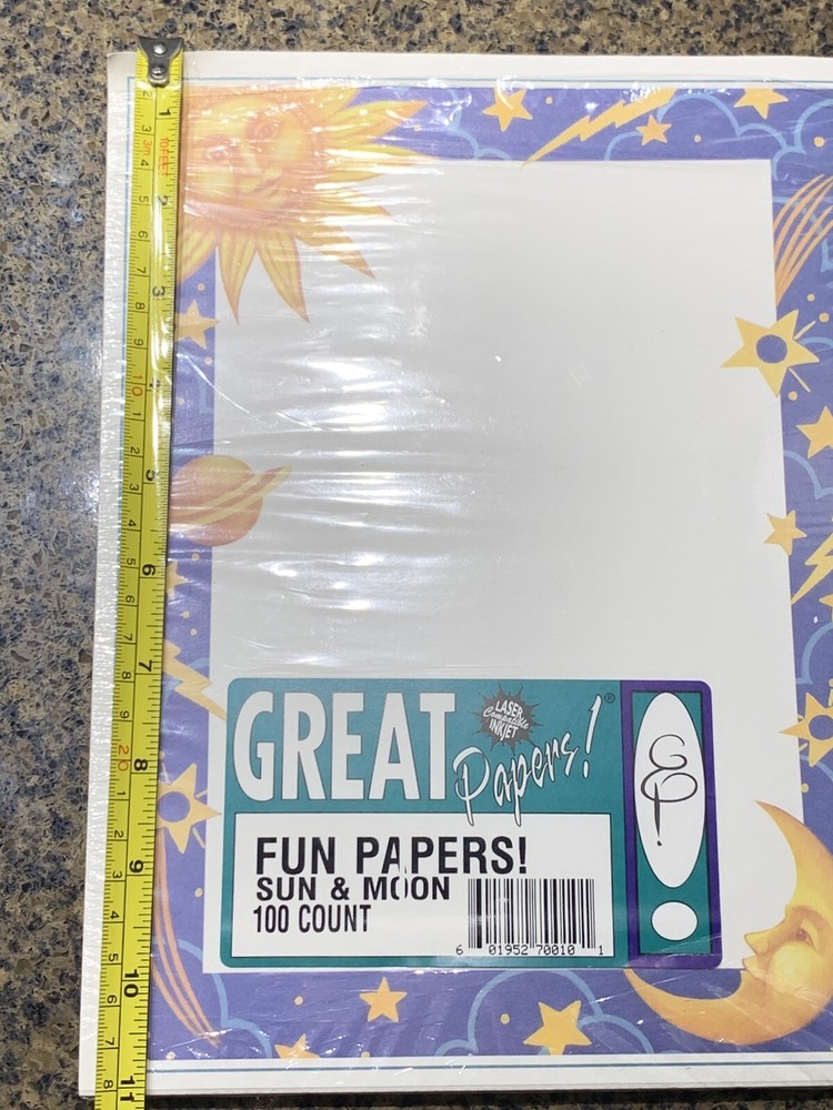 Vtg Great Papers! Fun Sheets Sun And Moon ~100 White Sheets Celestial Edge Boho