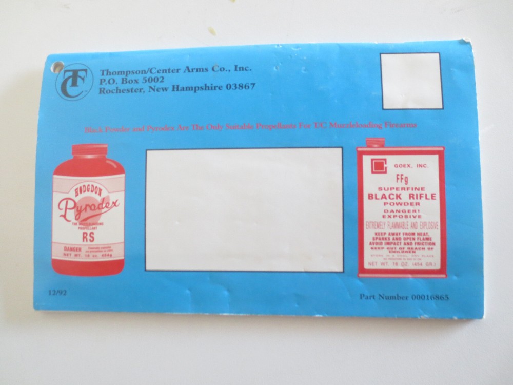 THOMPSON CENTER T/C THUNDER HAWK Muzzleloader RIFLE Gun Owners manual ORIGINAL!