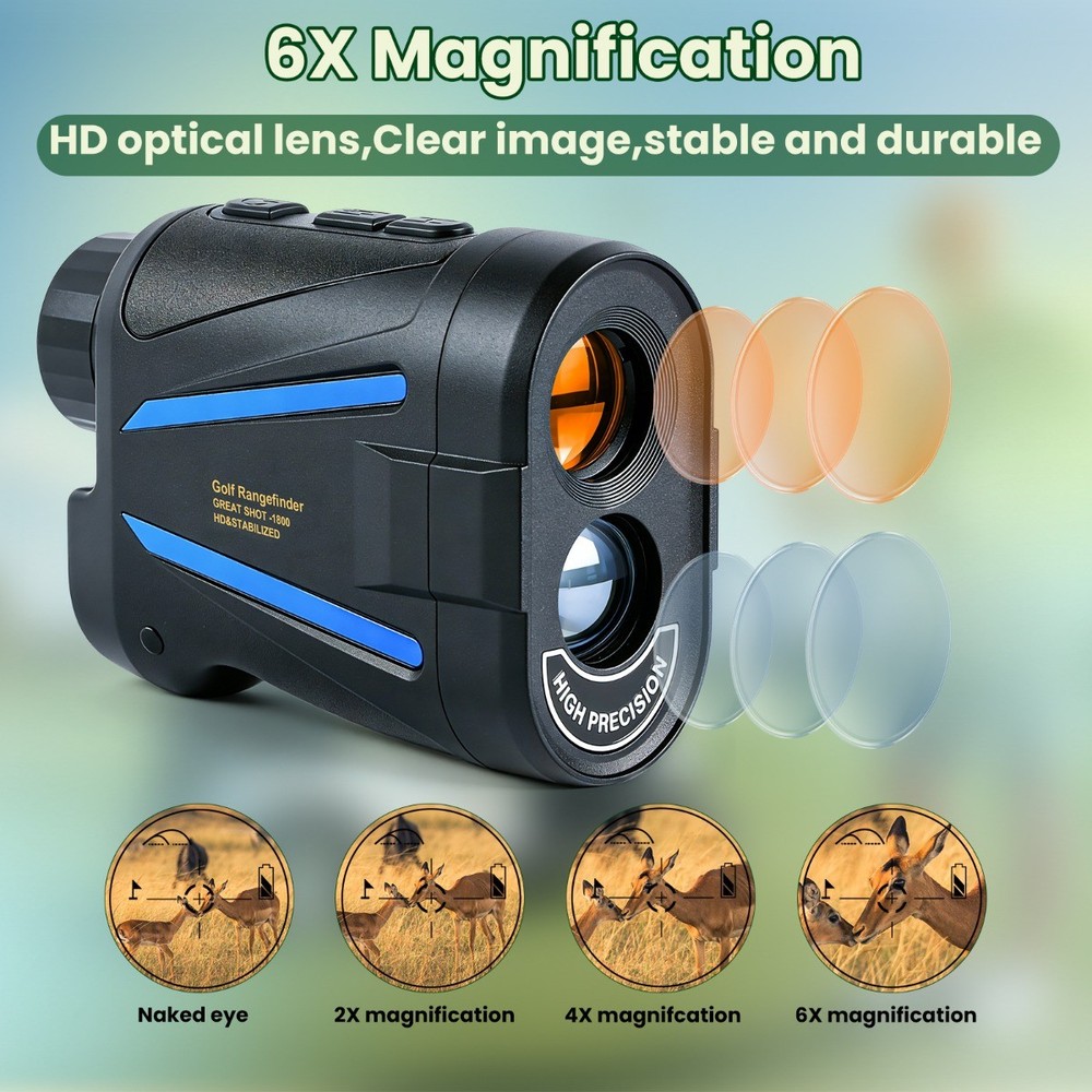 Laser Golf Rangefinder 6X Magnification 1200yd Range Slope Function for Golfing