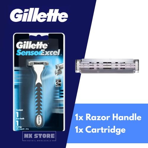 Gillette Sensor Excel Razor Handle Twin Blade Manual  1 Cartridge 1 Razor Handle