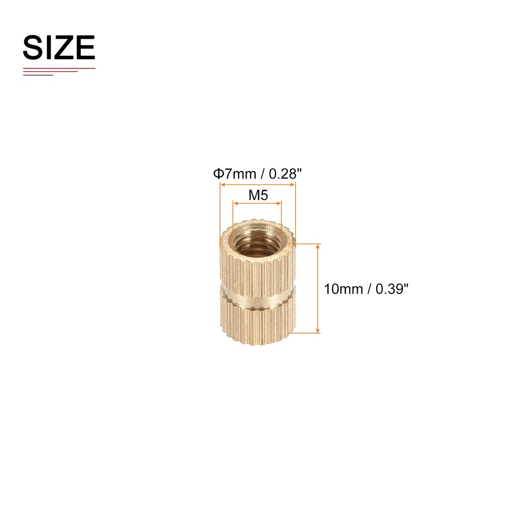 M5x10x7mm(IDxLxOD) Knurled Insert Nuts - 30 Pack - Good for Plastic Shells