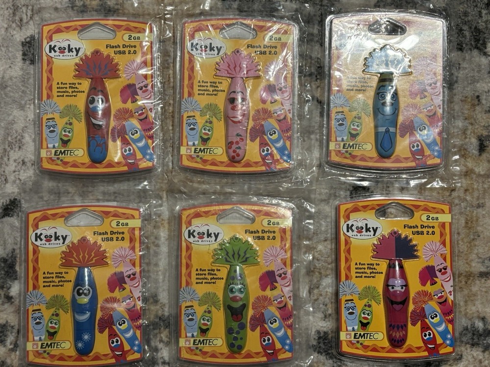 Kids Emtec Kooky 2GB USB Flash Drive USB 2.0 Wave 1 RANDOM Pull Read/See NEW NIP