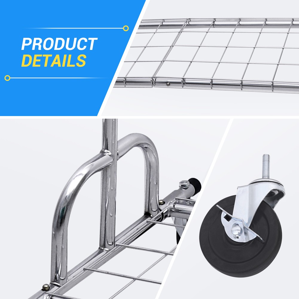Singel Rail Garment Rack with Wheels Multi Purpose Clothes Storage Drying Hanger