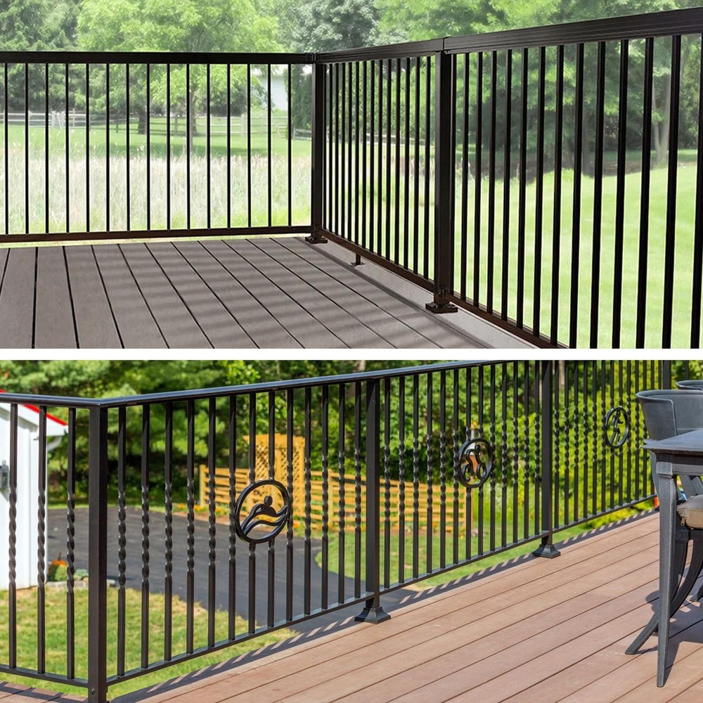 42" Cable Railing Post, Adjustable Top Level Drilled Railing Line Handrail Post