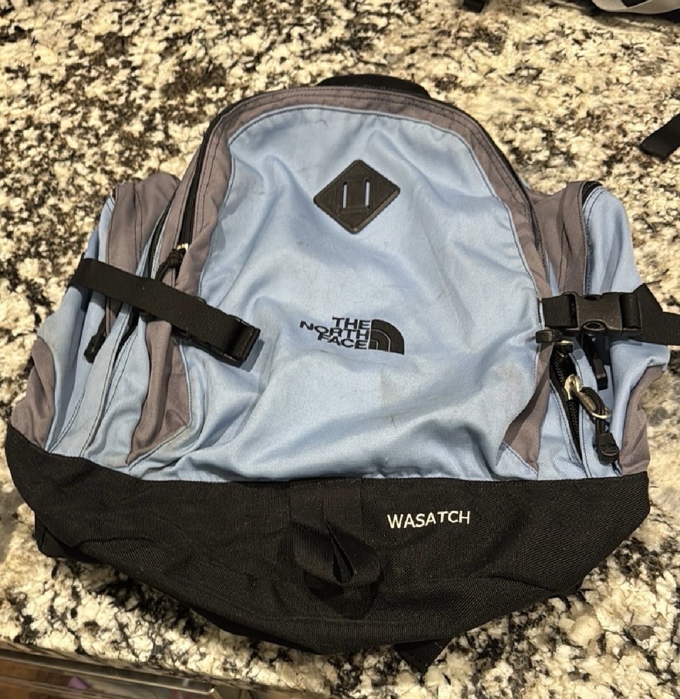 The North Face Wasatch Backpack- Light Blue Gray Black