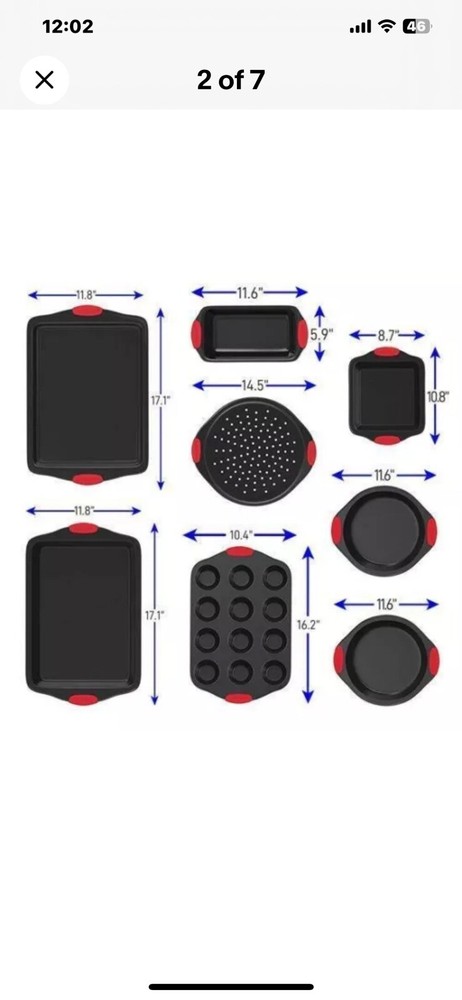 Nutrichef Steel Nonstick Bakeware, 8 Piece Set, Black Set NCSBS8S