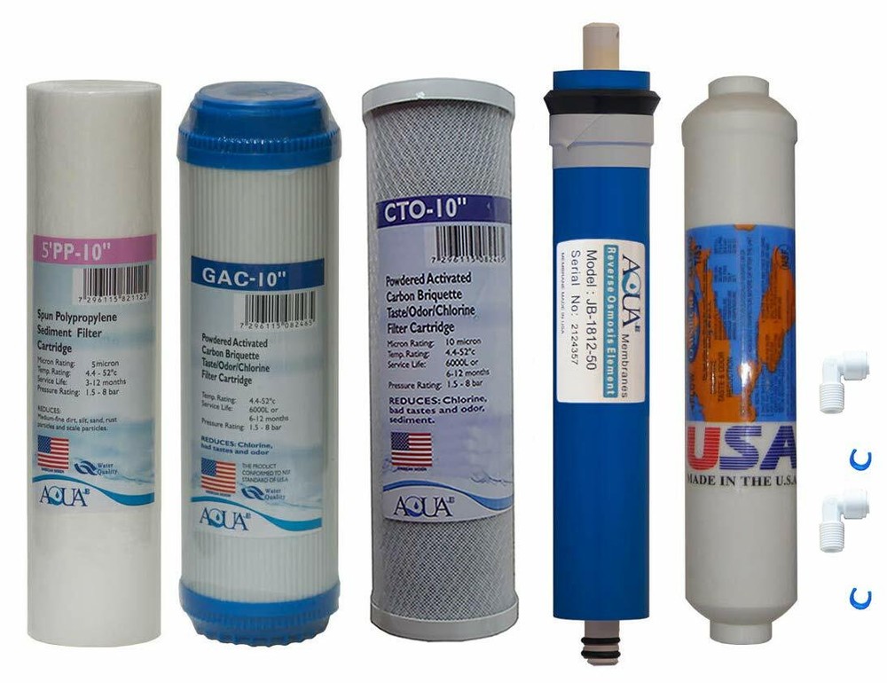 Full 5 stage Reverse Osmosis Replacement Filter set with 50 GPD membrane