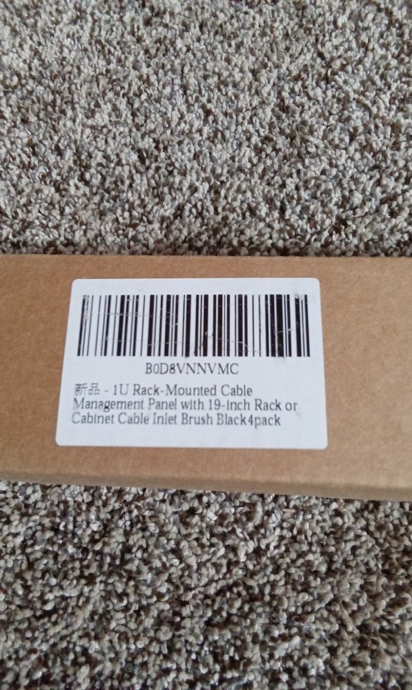 4 Pack - 19" 1U Rack Mount Network Cable Brush Panel Bar