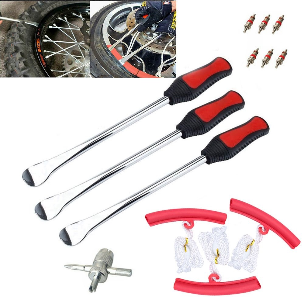 Motorcycle Tire Wheel Changing Spoons Lever Iron Rim Protector Valve Tool E