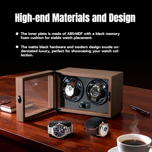 Dual Automatic Watch Winder with High-Elasticity Memory Foam Pillows, Ultra