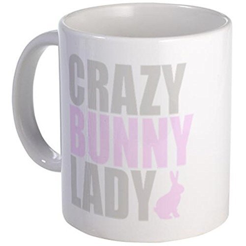 11oz mug CRAZY BUNNY LADY - Ceramic Printed Coffee Tea Cup Gift