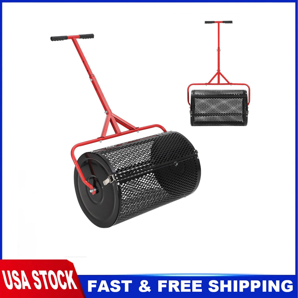 Compost Spreader 24" Top Soil Grass Seed Spreader W/ T Shaped Handle Adjustable