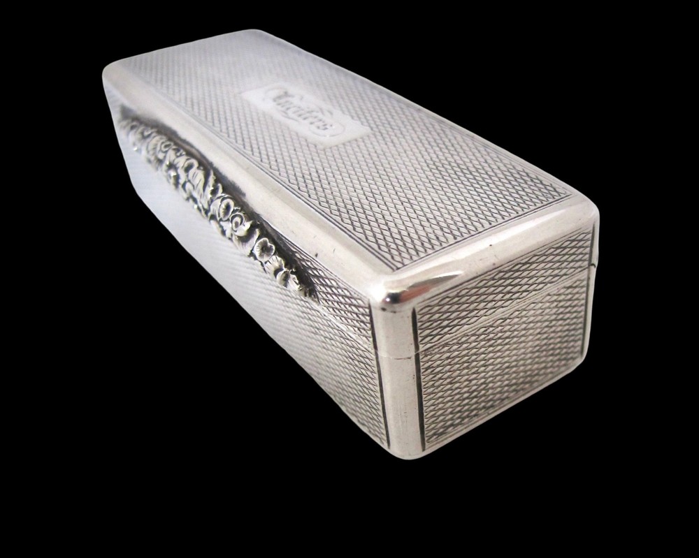 George III silver rectangular snuff box ‘Lucifers' John Shaw Birmingham 1819