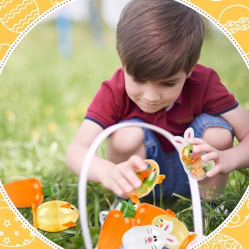FOIMAS 12pcs Fillable Easter Egg Containers Carrots Bunnies Chicks Shaped