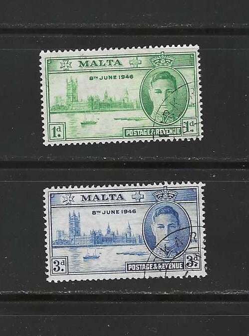 MALTA , GEORGE VI , 1946 , PEACE ISSUE , SETOF 2 , PERF , USED
