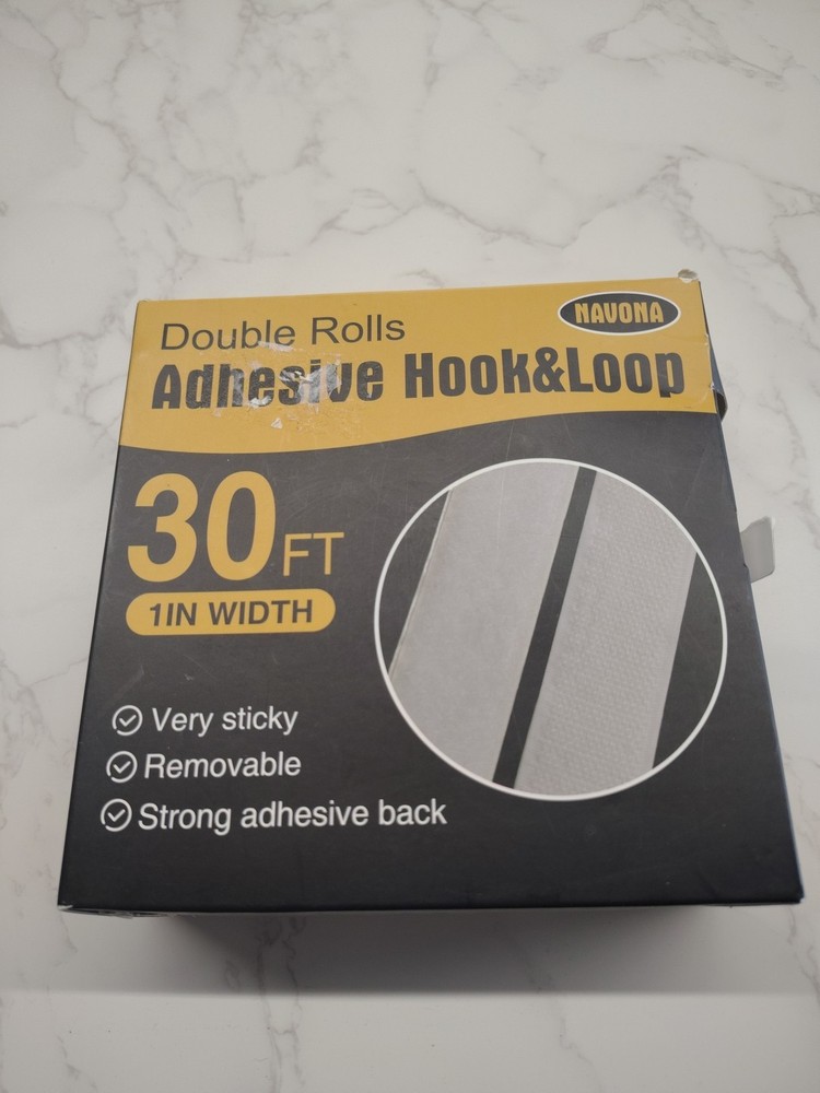30Ft x 1 " HOOK AND LOOP STRIPS AND ADHESIVE DOUBLE ROLL,  HEAVY DUTY