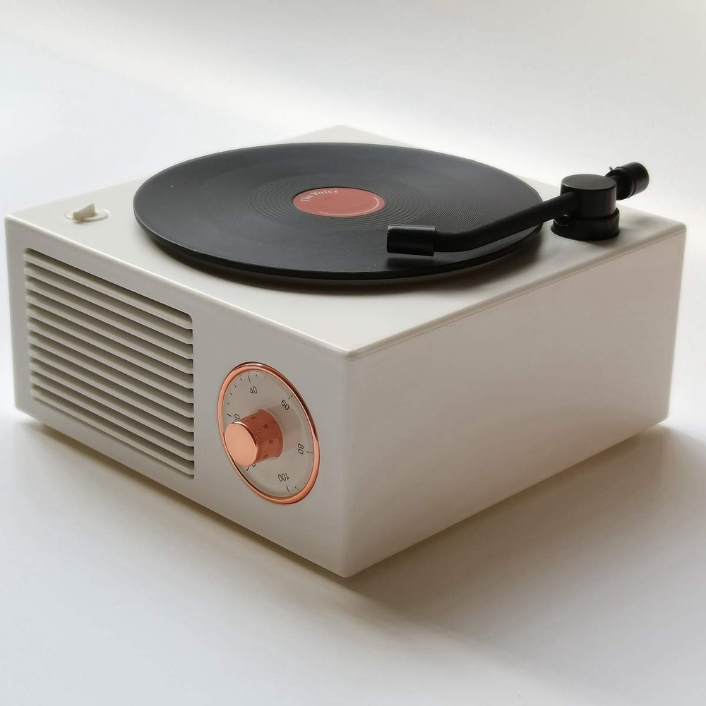 Vinyl Record Player Style Bluetooth Speaker Old Fashioned Classic Style White...