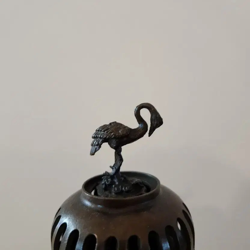 Vintage Bronze Crane Incense Burner