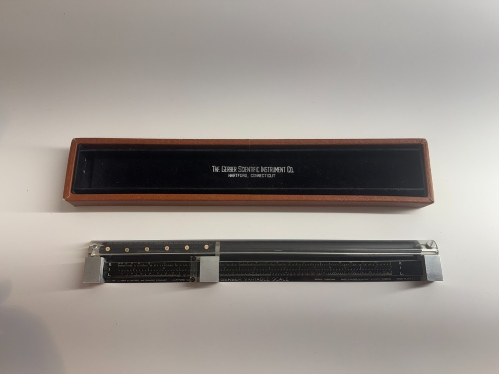 VTG Gerber Variable Scale TP007100B Engineering Slide Rule & Leather Case READ
