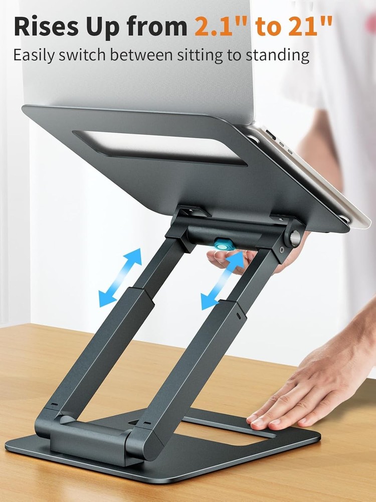 Laptop Stand Desk Adjustable Height Telescopic Computer Stand W/ Pull Out Design
