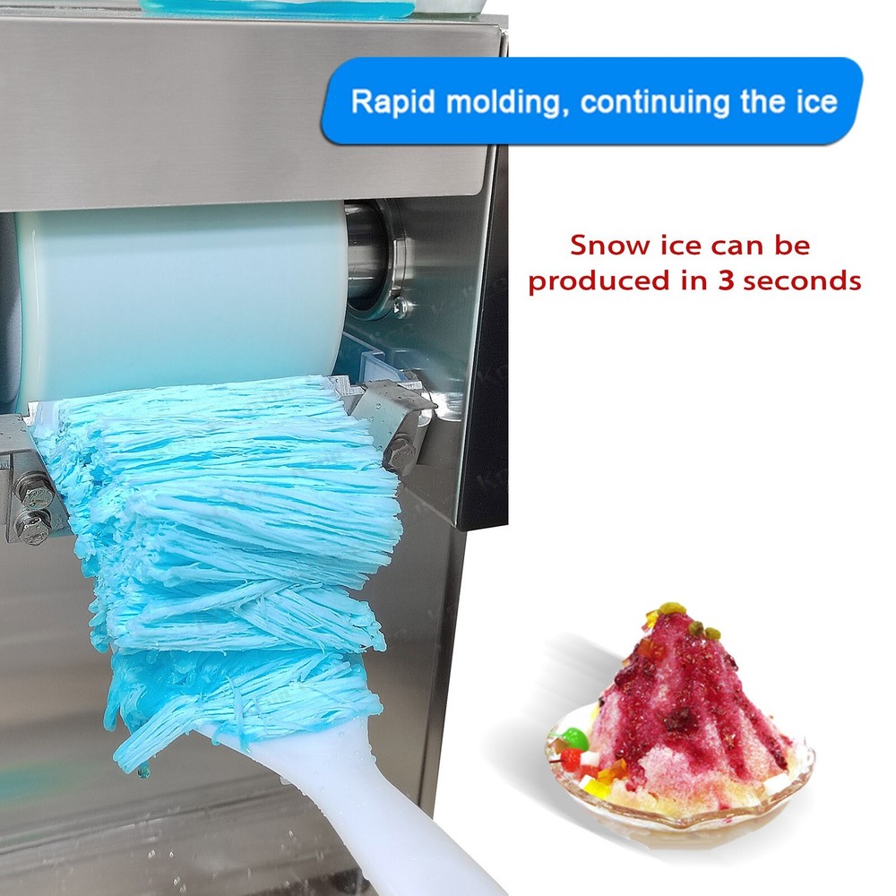Kolice Automatic Snowflake Ice Machine Shaved Ice 374lbs/Day with Rotatable Base
