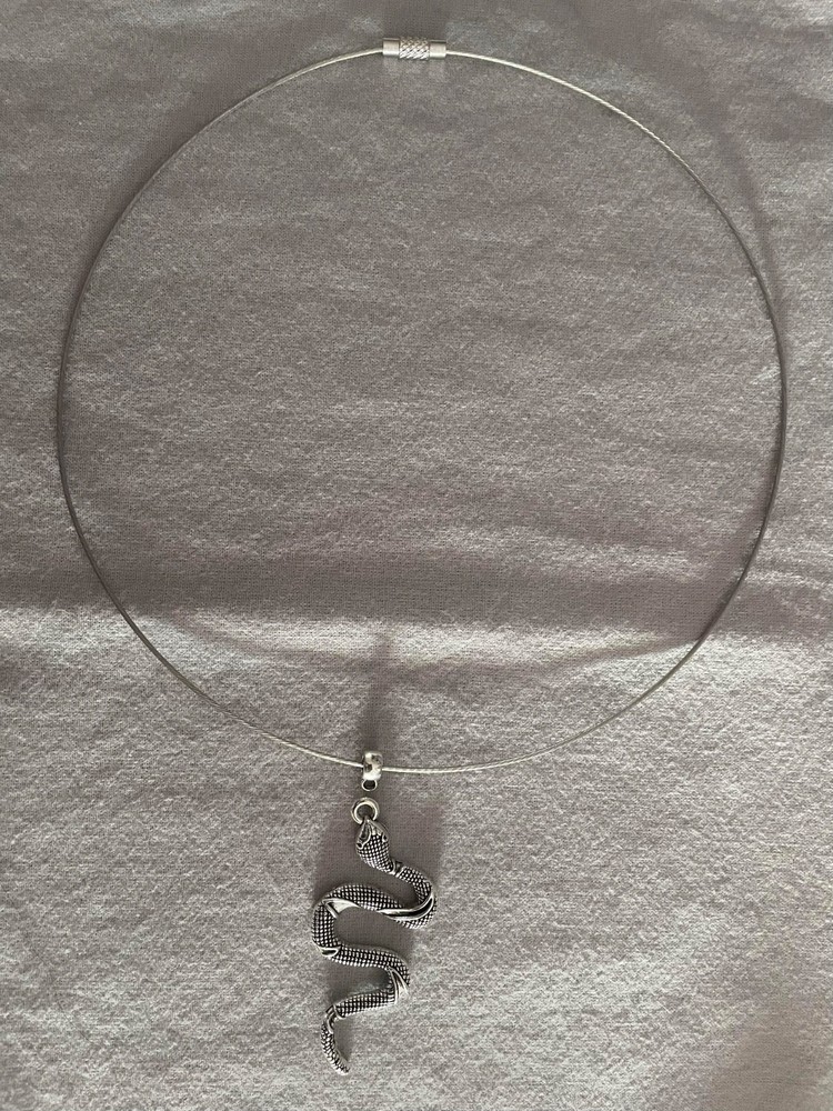 SNAKE NECKLACE - Pewter on 18” Cable - VIPER RATTLE ASP
