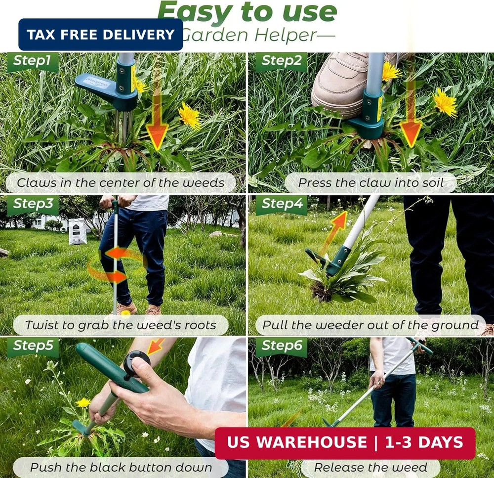 Walensee Weed Puller, Stand Up Weeder Hand Tool, Long Handle Garden Weeding Tool