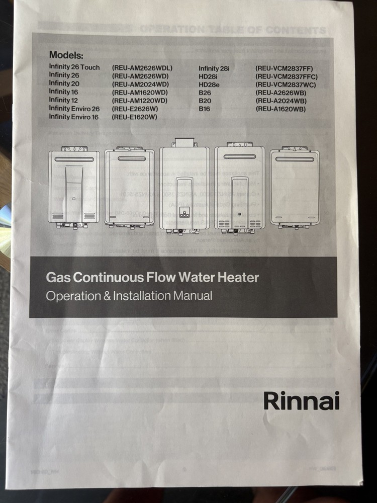 Rinnai INFINITY Internal 28L 50°C Continuous Flow Water Heater PG INF28IL50