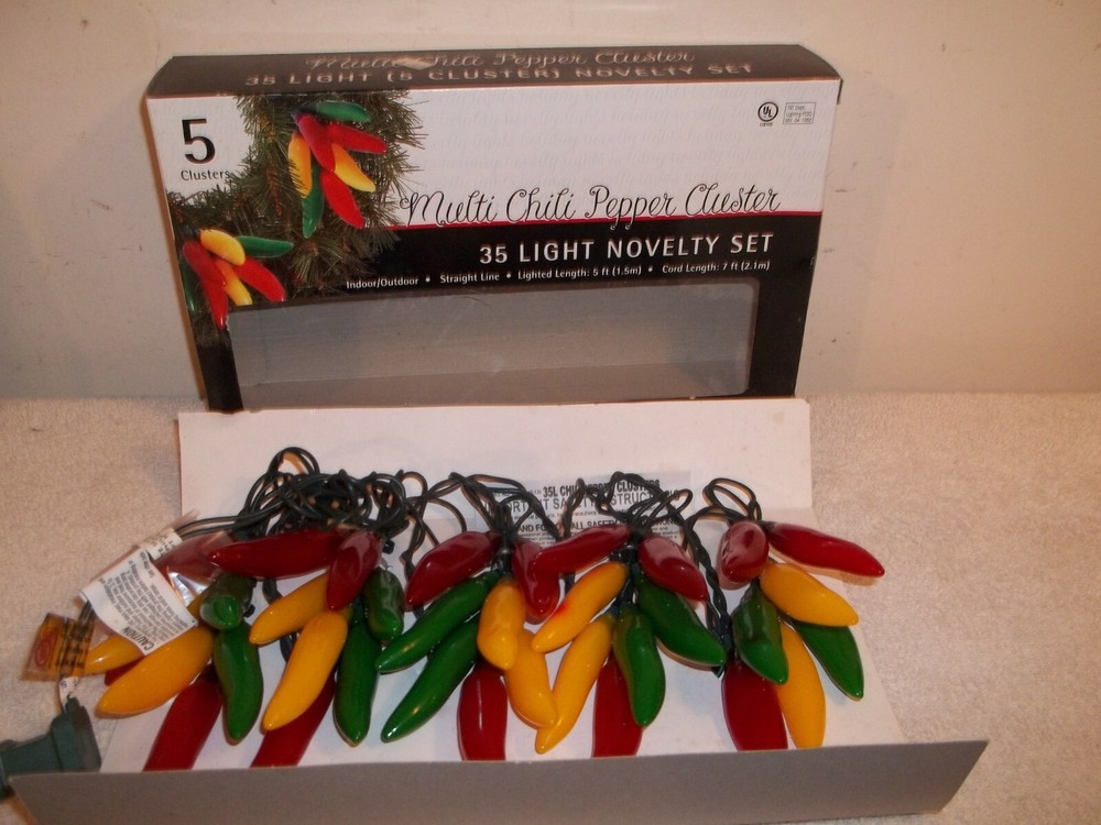 Vtg 2002 Target New 5 Cluster Multi Color Chili Pepper String 35 Light Set