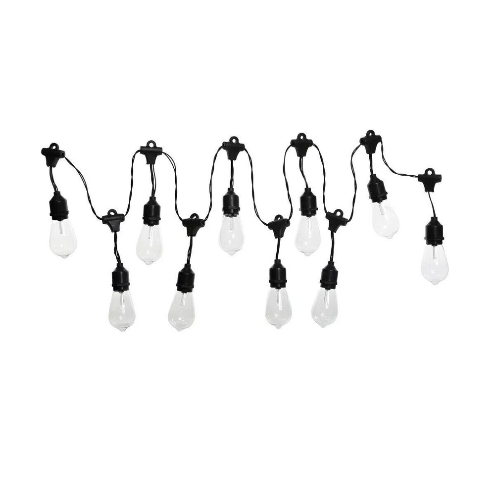 10ct Integrated LED Edison Bulb String Lights with Timer - Black Wire - Alpine