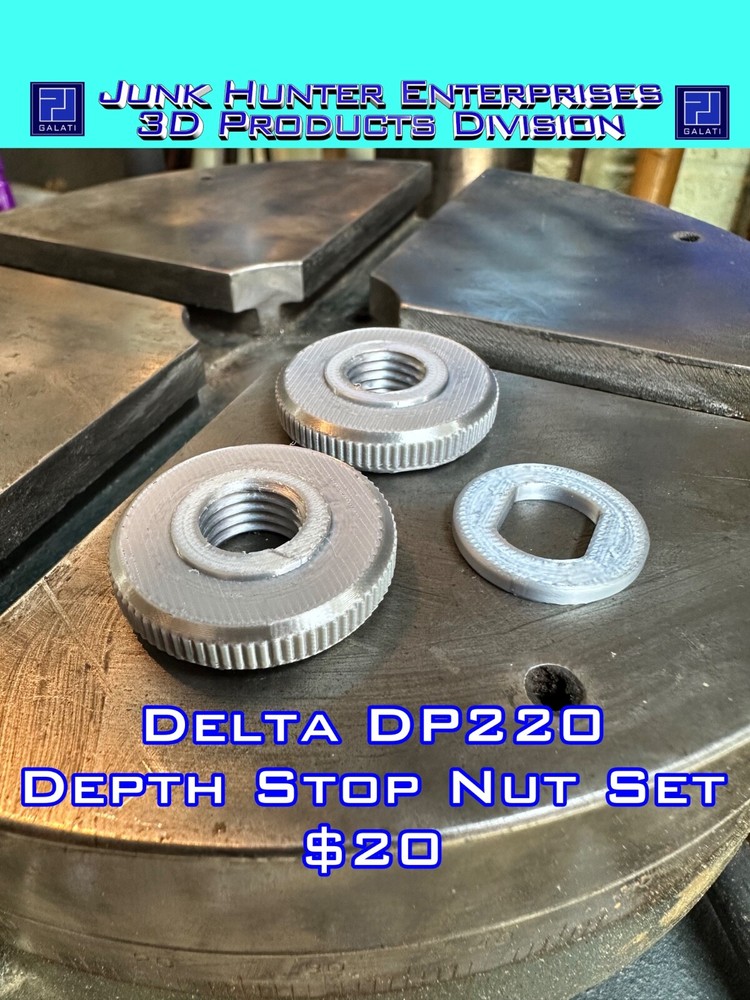 3D Printed Delta Rockwell DP220 14” Drill Press Depth Stop Lock Nut Washers