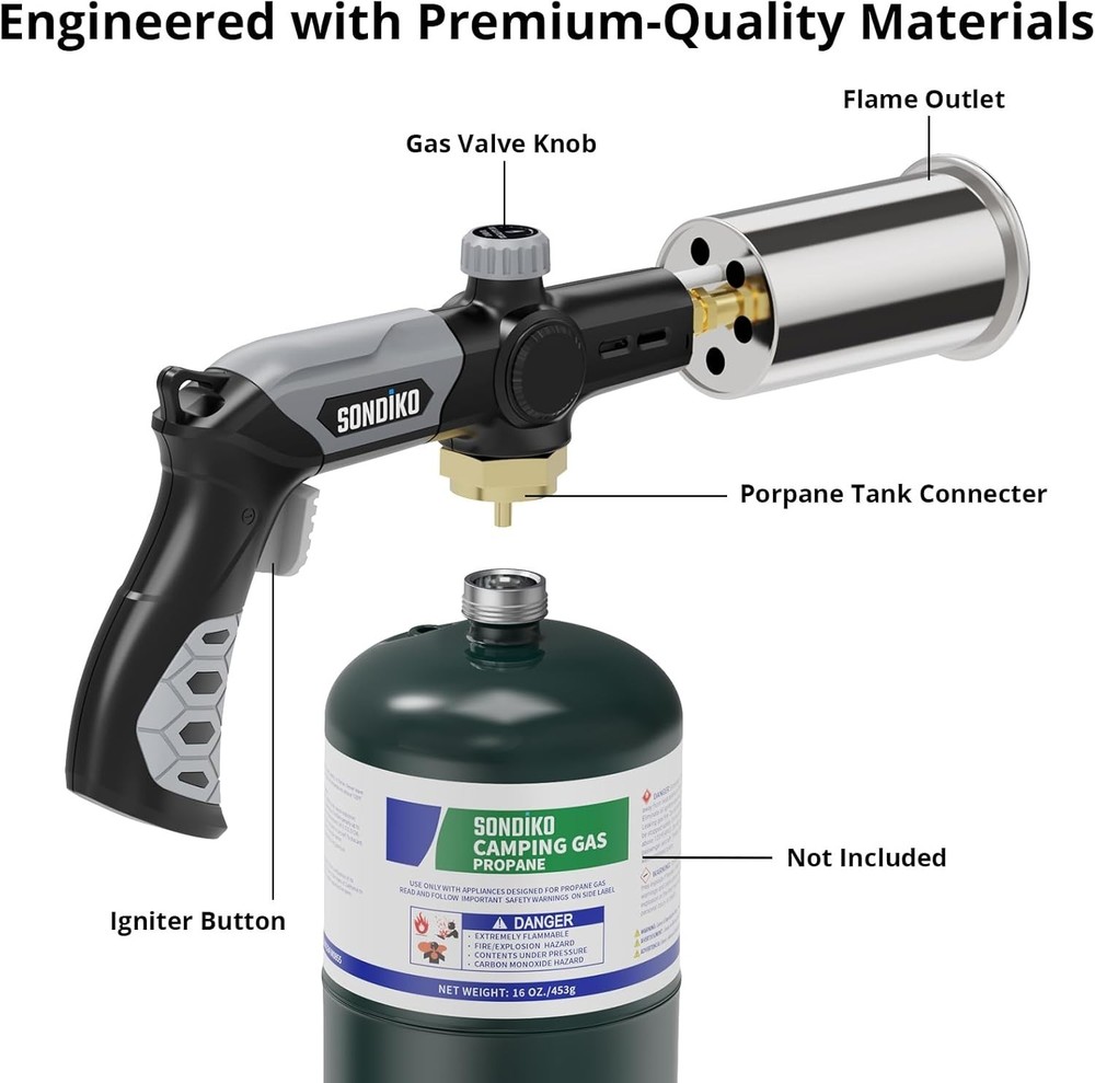 Versatile Cooking Propane Torch - Searing, Roasting, Melting