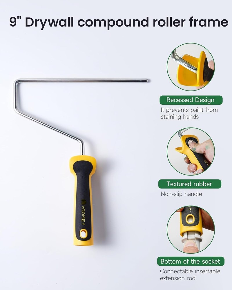 Voomey 9 Inch Drywall Compound 9 Roller with roller frame