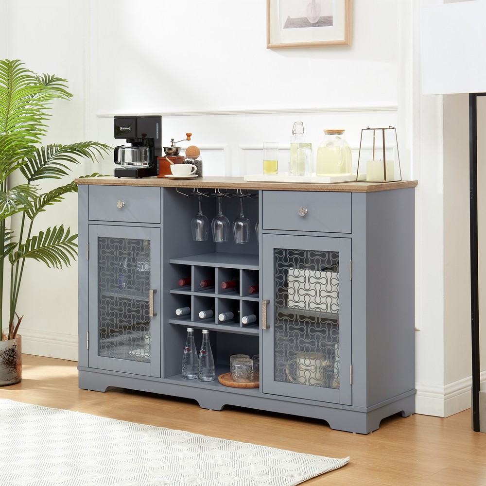 Modern Farmhouse Buffet Cabinet, Sideboard with 2 Drawers