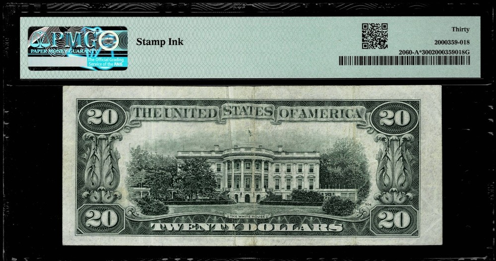 GUTTER FOLD ERROR $20 1950-A FR NOTE FR.#2060-A* BOSTON **STAR NOTE** PMG VF30