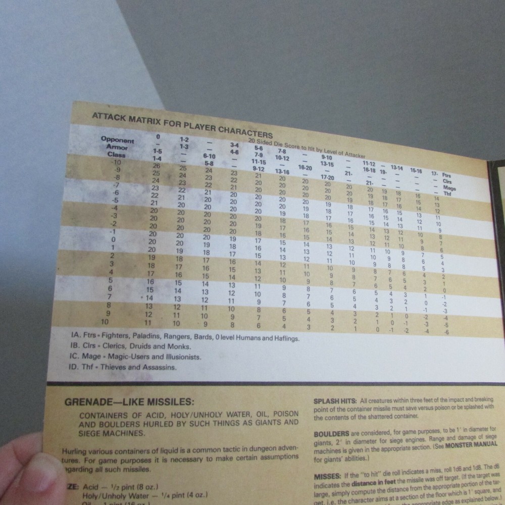 VINTAGE 1985 Advanced Dungeons & Dragons Player's Reference Screen (see listing)