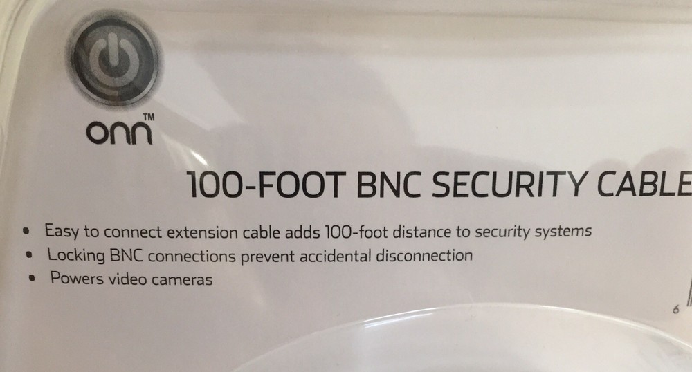 ONN 100-ft BNC Extension Security Cable w/ Locking BNC Connection & DC Power