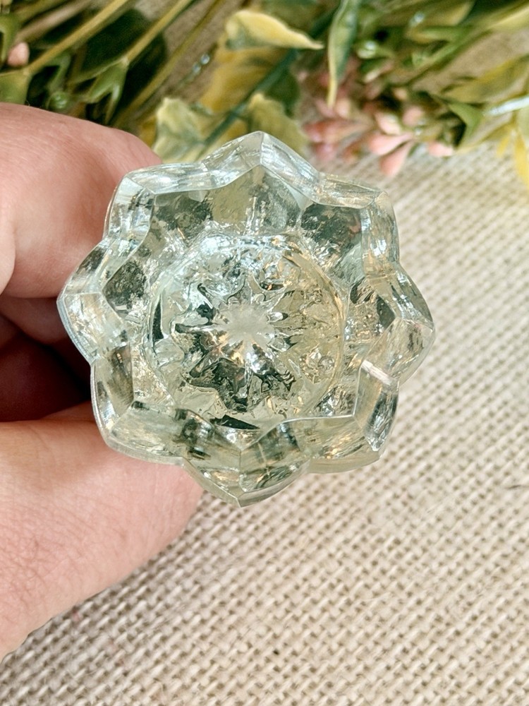 Vintage Glass Cabinet Knobs Depression Era Style Octagon Glass Pulls