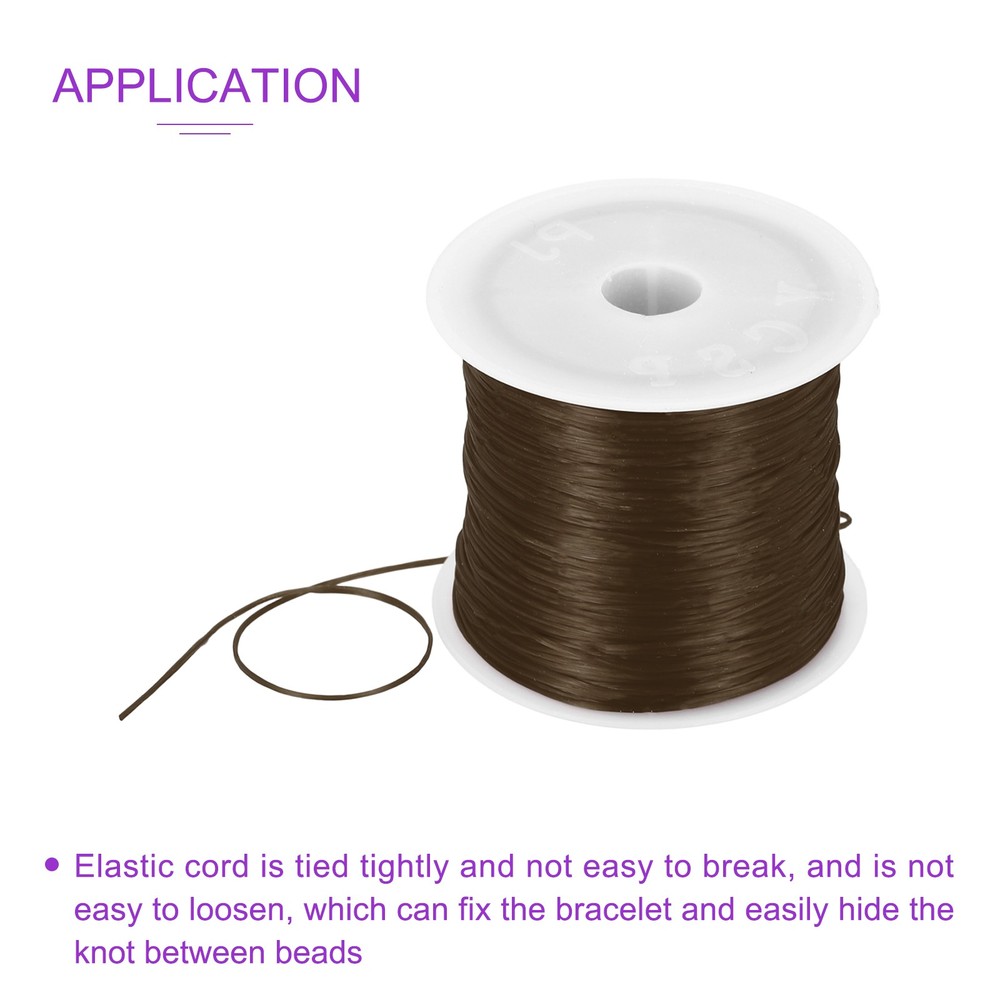 2 Rolls Elastic String for Bracelets, 1mm Stretch Bead Cord Brown, 100m