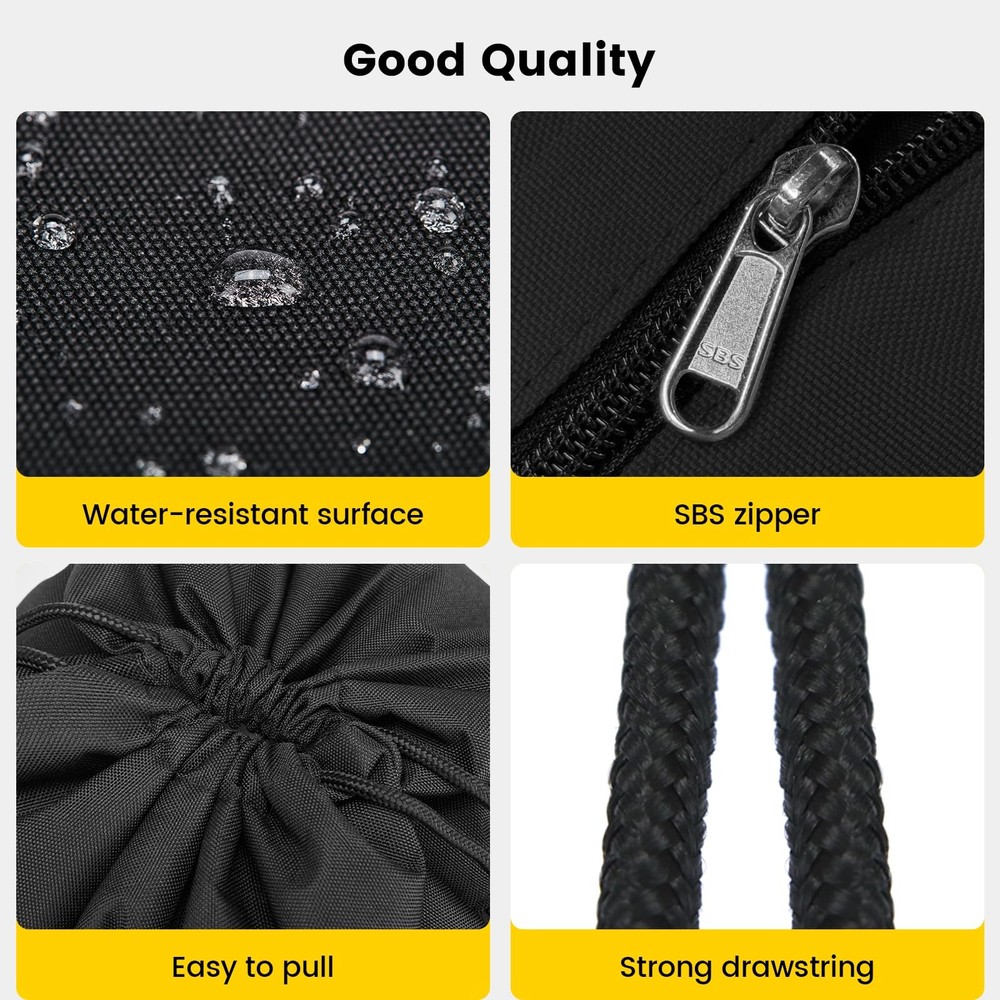 Vorspack Drawstring Backpack Water Resistant String Bag 18''x15'', Black