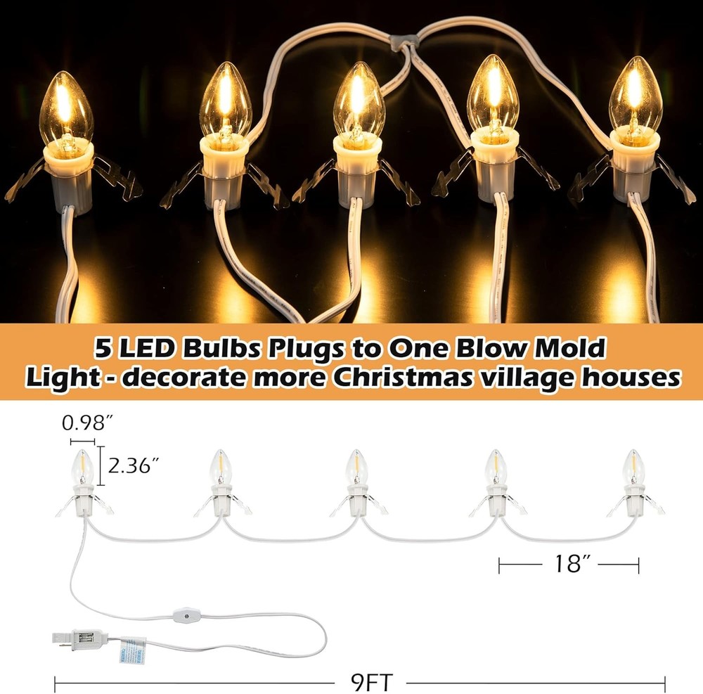 Xmas Village Light 1-Pack C7 String Bulbs Blow Mold Light Kit