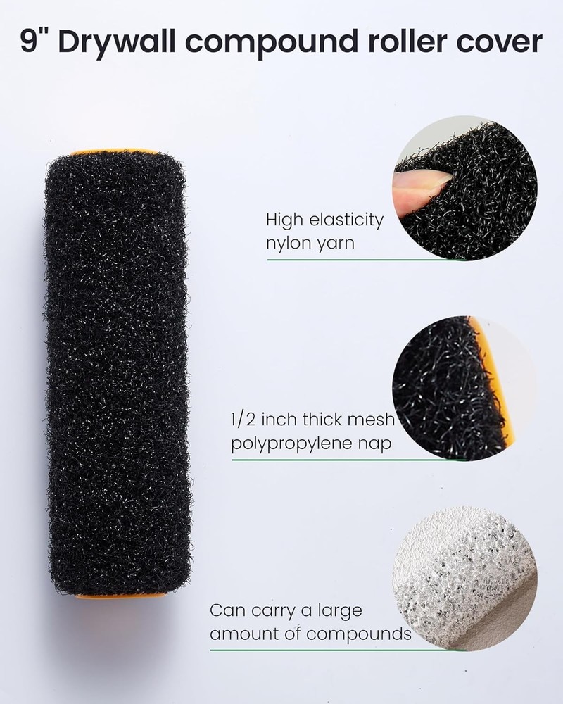 Voomey 9 Inch Drywall Compound 9 Roller with roller frame