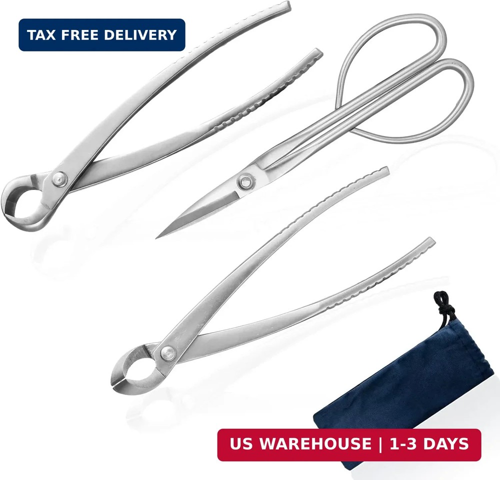 Bonsai Tools Set, 3-Piece Bonsai Tree Tools - Includes Knob Cutter, Concave Cutt