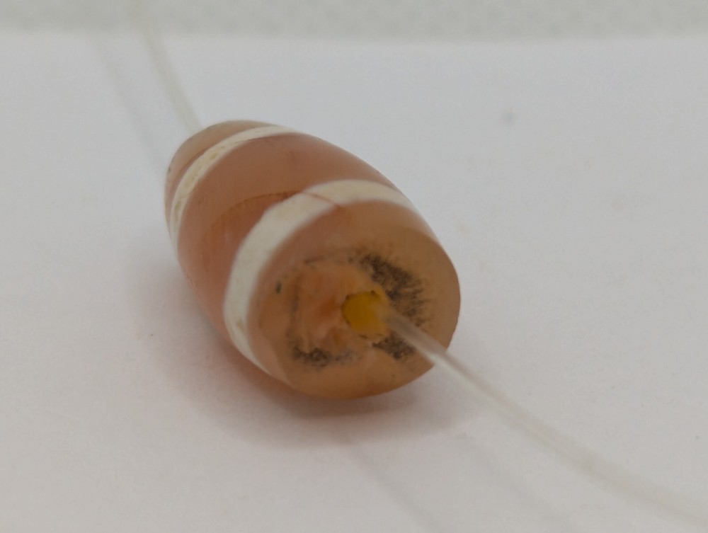 ANCIENT ETCHED CARNELIAN STONE BEAD. Stone Bead With Ancient Lines Decoration.