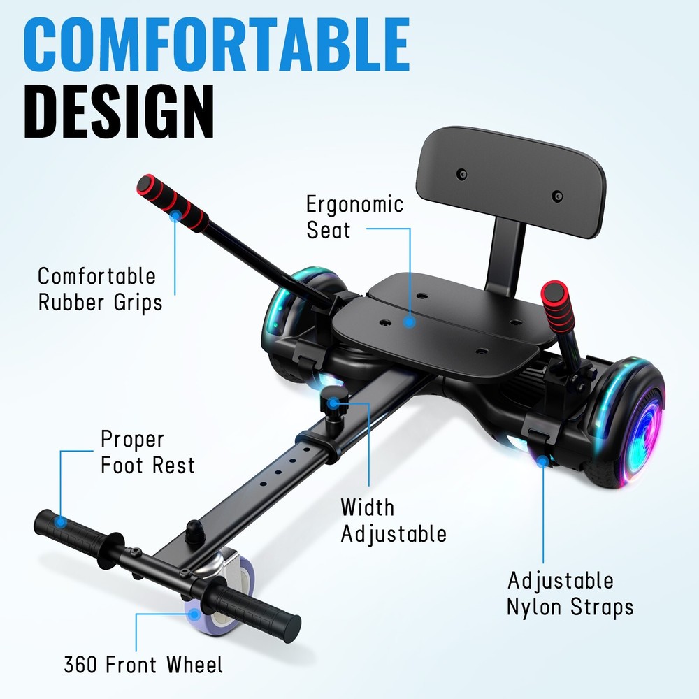 Electric Hoverboard & Go Kart Attachment Bluetooth Self-Balancing Kids Scooter