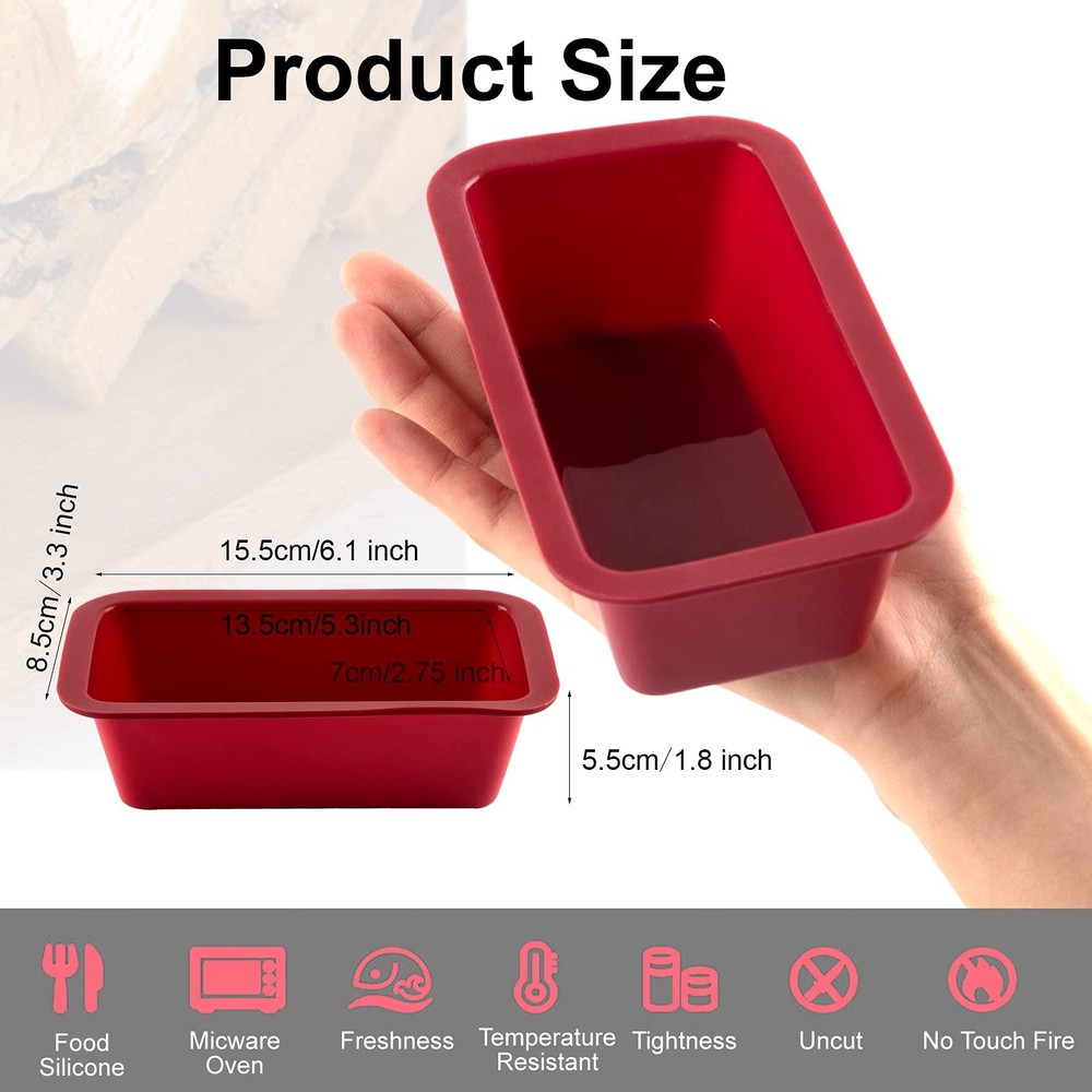 Silicone Mini Loaf Pan Set of 4, NonStick Easy Release Rectangle Silicone Mini C