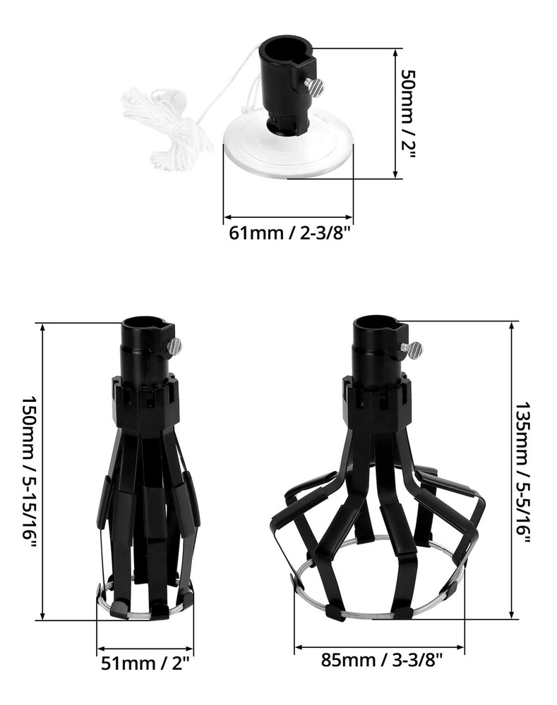 QWORK Professional Light Bulb Changer Kit - 3 Piece Set - Extension Black